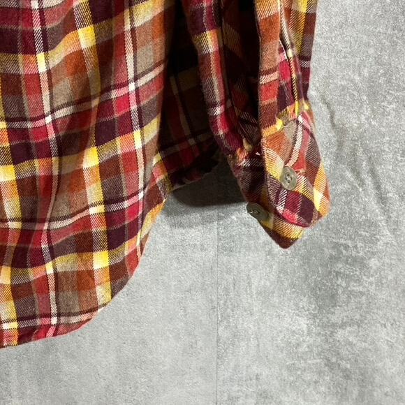 COASTAORO Men's Orange Sunsesta Long-Sleeve Button-Up Flannel Shirt SZ M - Picture 6 of 8